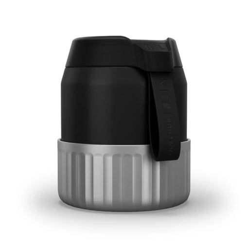 Quechua Stainless Steel Isothermal Food Box For Hiking MH500 0.8 L With Bowl Black