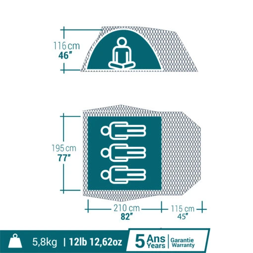 Quechua 3 Man Blackout Tent - Image 2